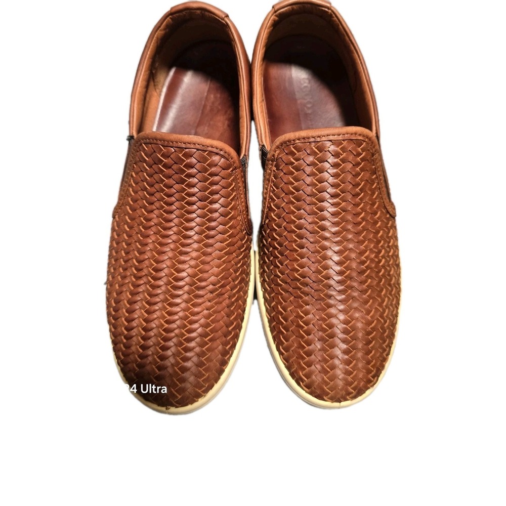 ECCO Soft 7 Woven Leather Slip-On Sneakers Shoes Cognac Brown Women's Size...